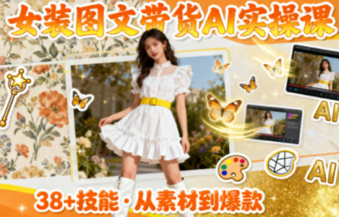 女装图文带货的AI实操课，覆盖38个实用技能，快速提升素材制作效率-九九网创