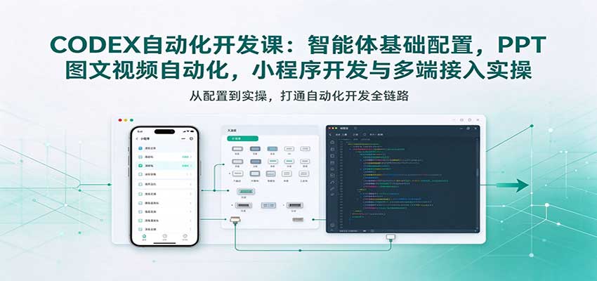 CODEX自动化开发课:智能体基础配置,PPT图文视频自动化,小程序开发与多端接入实操-九九网创