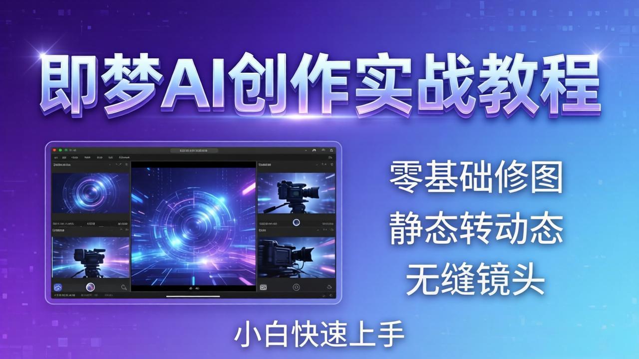 即梦AI创作实战教程，从零基础修图到AI导演，实战教学静态转动态+无缝镜头，小白快速上手-九九网创
