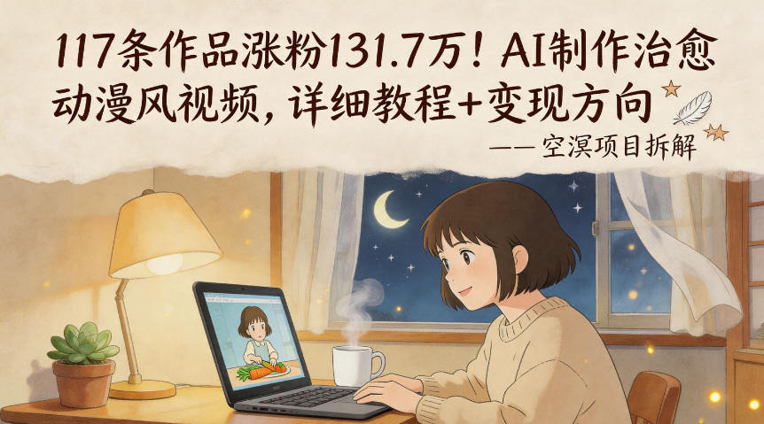 117条作品涨粉131.7W！AI制作治愈动漫风视频，详细教程+变现方向-九九网创