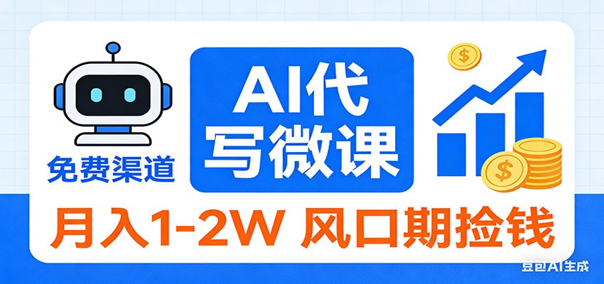 2026告别打工!AI 代写微课,提供免费渠道,月入 1-2W 风口期捡钱-九九网创