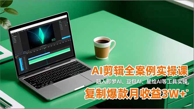 AI剪辑全案例实操课，融入即梦AI、豆包AI、星绘AI等工具实操，复制爆款月收益3W+-九九网创