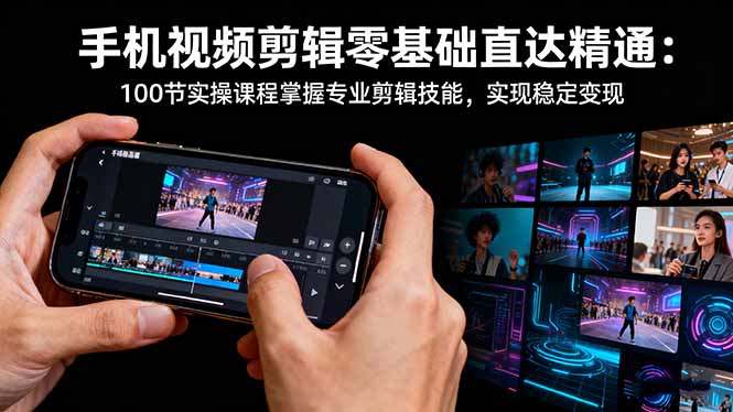 手机视频剪辑零基础直达精通：100节实操课程掌握专业剪辑技能，实现稳…-九九网创