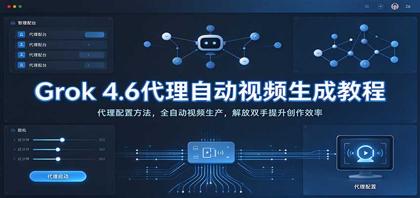 Grok 4.6代理自动视频生成教程:代理配置方法,全自动视频生产,解放双手提升创作效率-九九网创