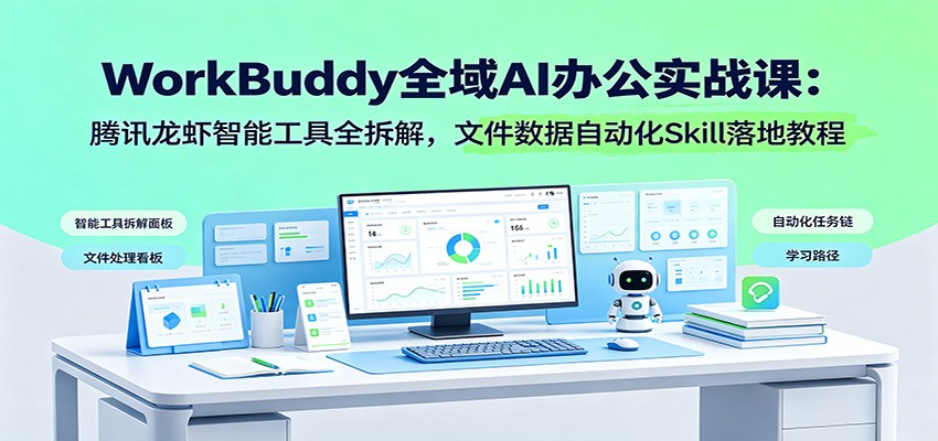 WorkBuddy全域AI办公实战课：腾讯龙虾智能工具全拆解，文件数据自动化Skill落地教程-九九网创