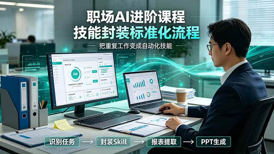 （19369期）职场AI进阶课程；多类实用Skill工具实操，专属技能封装标准化流程，报表行业报告一键提取核心内容-九九网创
