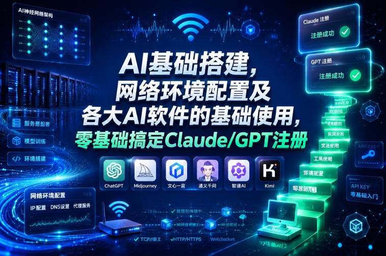 AI基础搭建，网络环境配置及各大AI软件的基础使用，零基础搞定Claude/GPT注册-九九网创