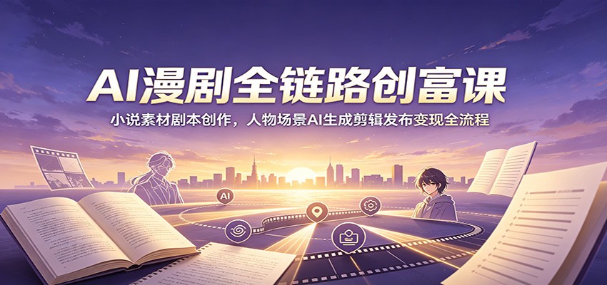 AI漫剧全链路创富课:小说素材剧本创作,人物场景AI生成剪辑发布变现全流程 AI漫剧全链路创富课:小说素材剧本创作,人物场景AI生成剪辑发布变现全流程