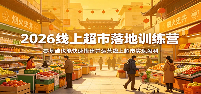 2026线上超市落地训练营,零基础也能快速搭建并运营线上超市实现盈利-九九网创