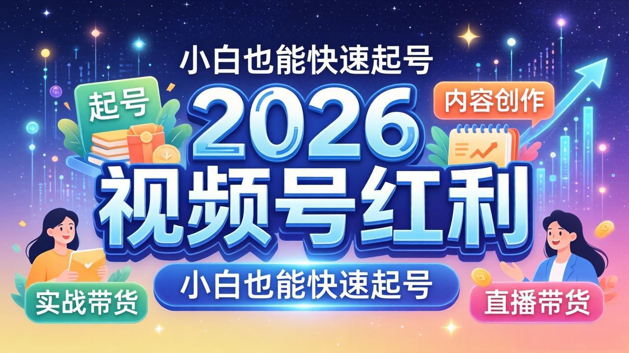 2026视频号红利实战营，大佬亲授起号、内容、直播、IP、投流、私域、矩阵全套落地打法-九九网创