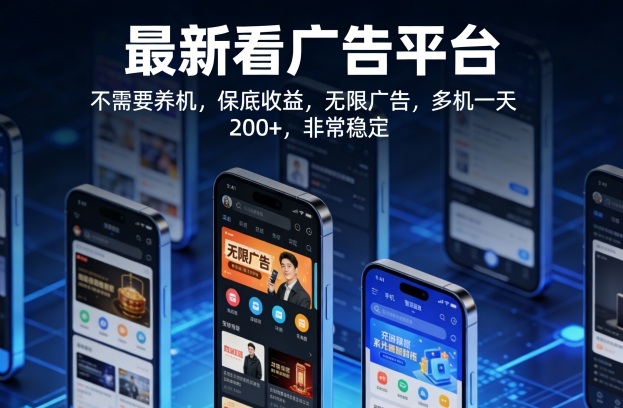 最新看广告平台,不需要养机,保底收益,无限广告,多机一天200+,非常稳定【揭秘】-九九网创