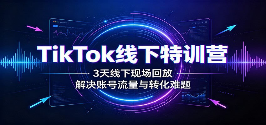 TikTok线下特训营：3天线下现场回放，解决账号流量与转化难题-九九网创