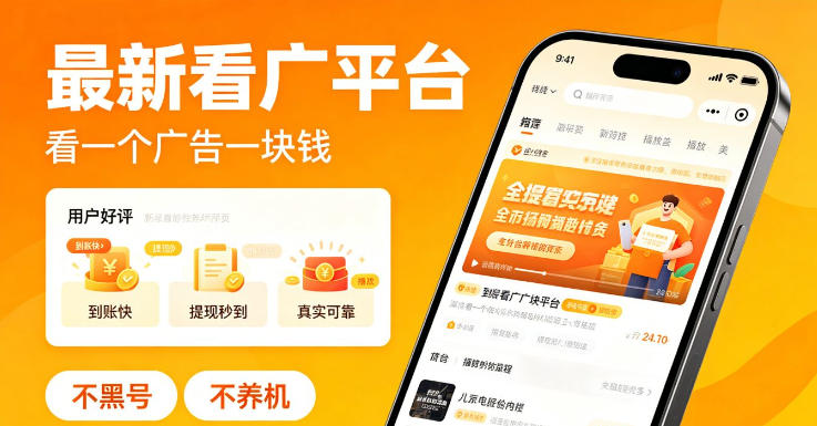 最新看广平台,看一个广告一块钱,好评无数,不黑号,不养机【揭秘】-九九网创