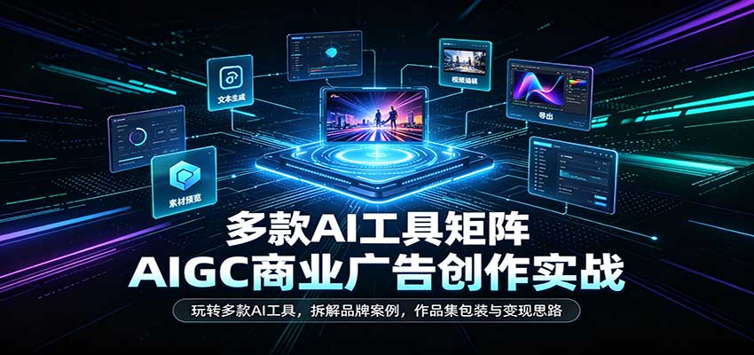 AIGC商业广告创作实战:玩转多款AI工具,拆解品牌案例,作品集包装与变现思路-九九网创