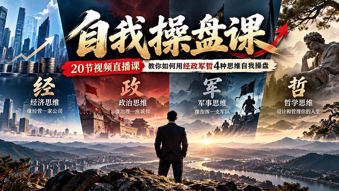 （20626期）【无水印】自我操盘课，20节视频直播课教你如何用经政军哲4种思维自我操盘（更新0924）-九九网创