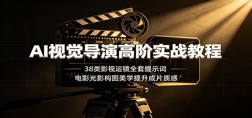 AI视觉导演高阶实战教程：38类影视运镜全套提示词，电影光影构图美学提升成片质感-九九网创