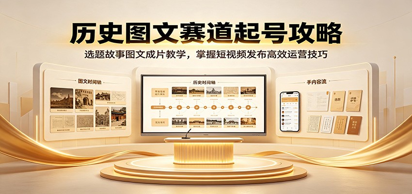 历史图文赛道起号攻略:选题故事图文成片教学,掌握短视频发布高效运营技巧-九九网创