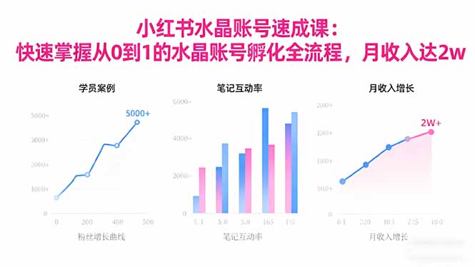2025小红书水晶账号速成课：快速掌握从0-1水晶账号孵化全流程，月收入达2w-九九网创