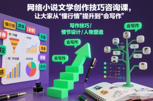 网络小说文学创作技巧咨询课，让大家从“懂行情”提升到”会写作”的高度-九九网创