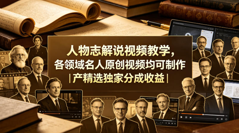 人物志解说视频教学，各领域名人原创视频均可制作丨精选独家分成收益(更新0430)-九九网创