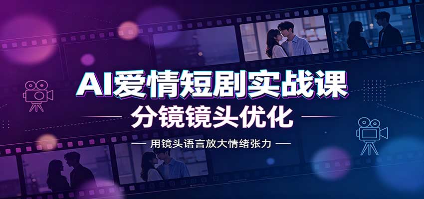 AI爱情短剧实战课：故事剧本创作，分镜镜头优化，智能体提示词-九九网创
