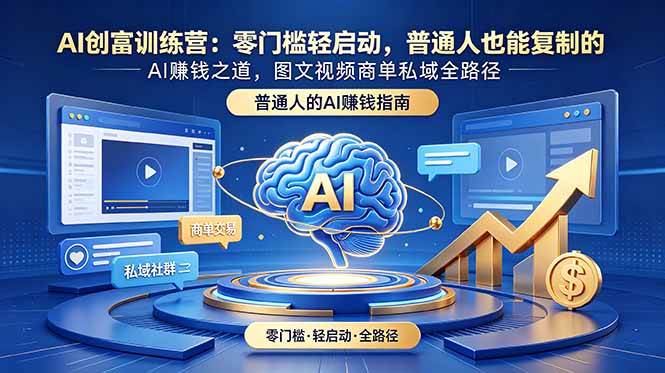 （18911期）AI创富训练营：零门槛轻启动，普通人也能复制的AI赚钱之道，图文视频商单私域全路径-九九网创