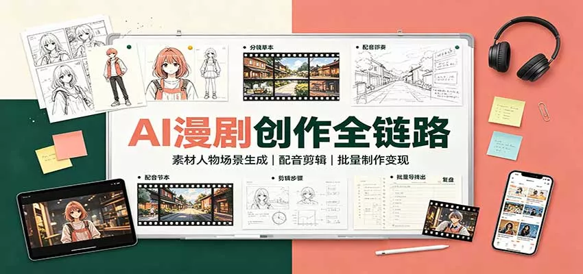 AI漫剧创作全链路：素材人物场景生成，配音剪辑，批量制作变现-九九网创