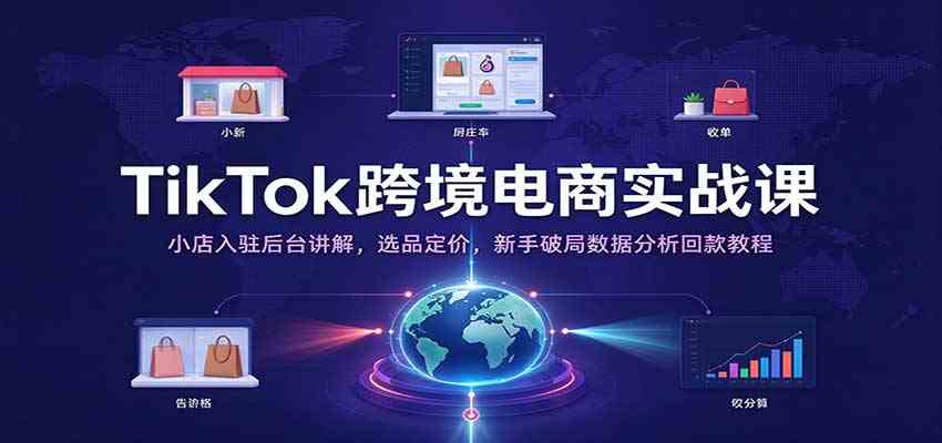 TikTok跨境电商实战课：小店入驻后台讲解，选品定价，新手破局数据分析回款教程-九九网创
