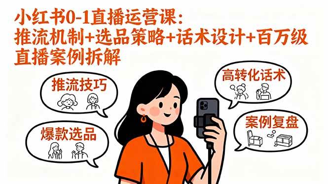 （16002期）小红书0-1直播运营课：推流机制+选品策略+话术设计+百万级直播案例拆解-九九网创