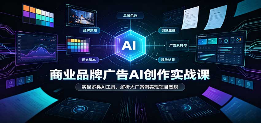 商业品牌广告AI创作实战课：实操多类AI工具，解析大厂案例实现项目变现-九九网创
