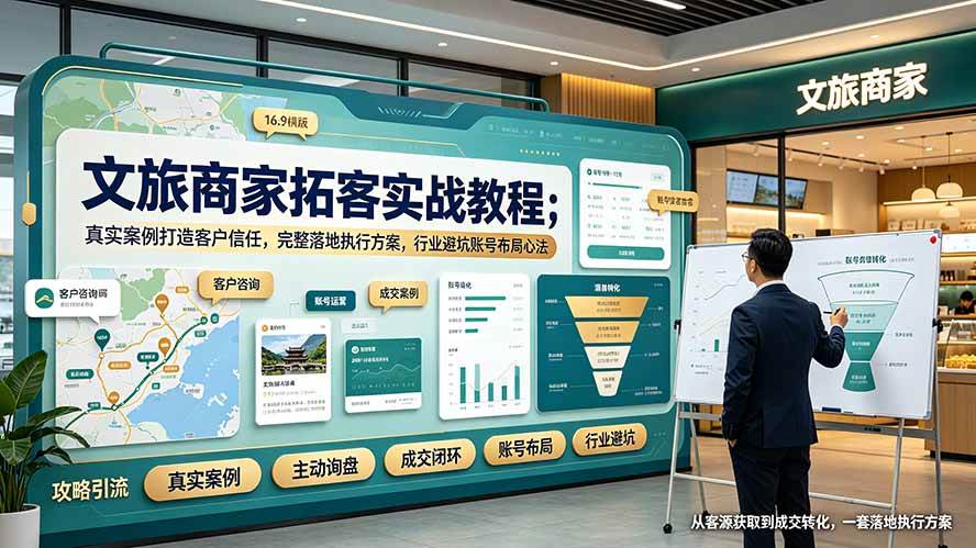 (19273期)文旅商家拓客实战教程;真实案例打造客户信任,完整落地执行方案,行业避坑账号布局心法-九九网创