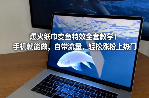 爆火纸巾变鱼特效全套教学！手机就能做，自带流量，轻松涨粉上热门-九九网创