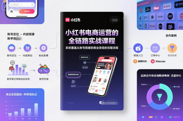 小红书电商运营的全链路实战课程，系统覆盖从账号搭建到商业变现的完整流程-九九网创