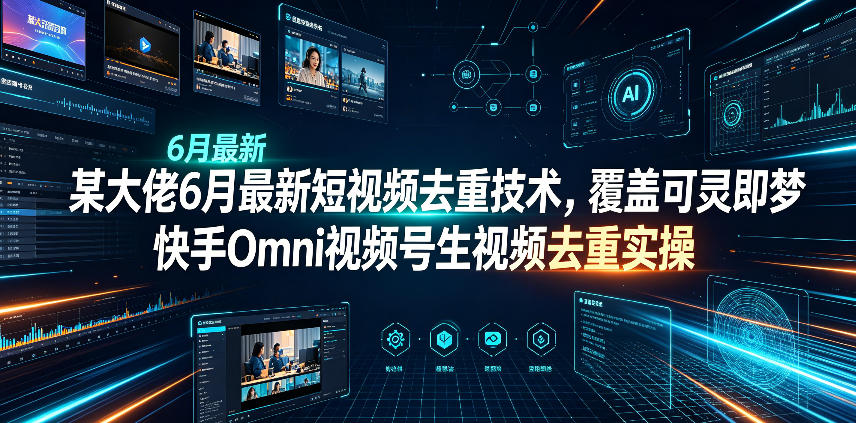 某大佬6月最新短视频去重技术，覆盖可灵即梦快手Omni视频号生视频去重实操-九九网创