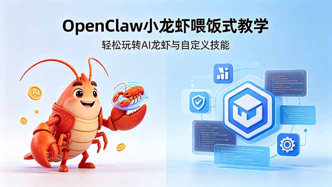 不用懂技术！OpenClaw小龙虾喂饭式教学，轻松玩转AI龙虾与自定义技能-九九网创