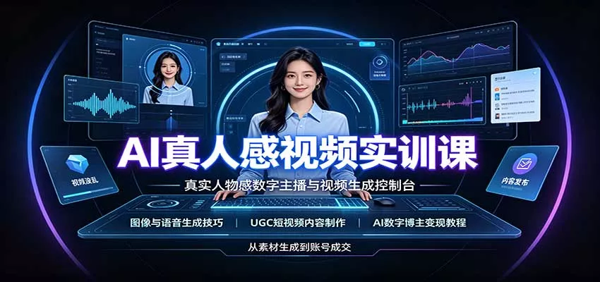 AI真人感视频实训课：图像语音生成，UGC内容制作，AI数字博主变现教程-九九网创