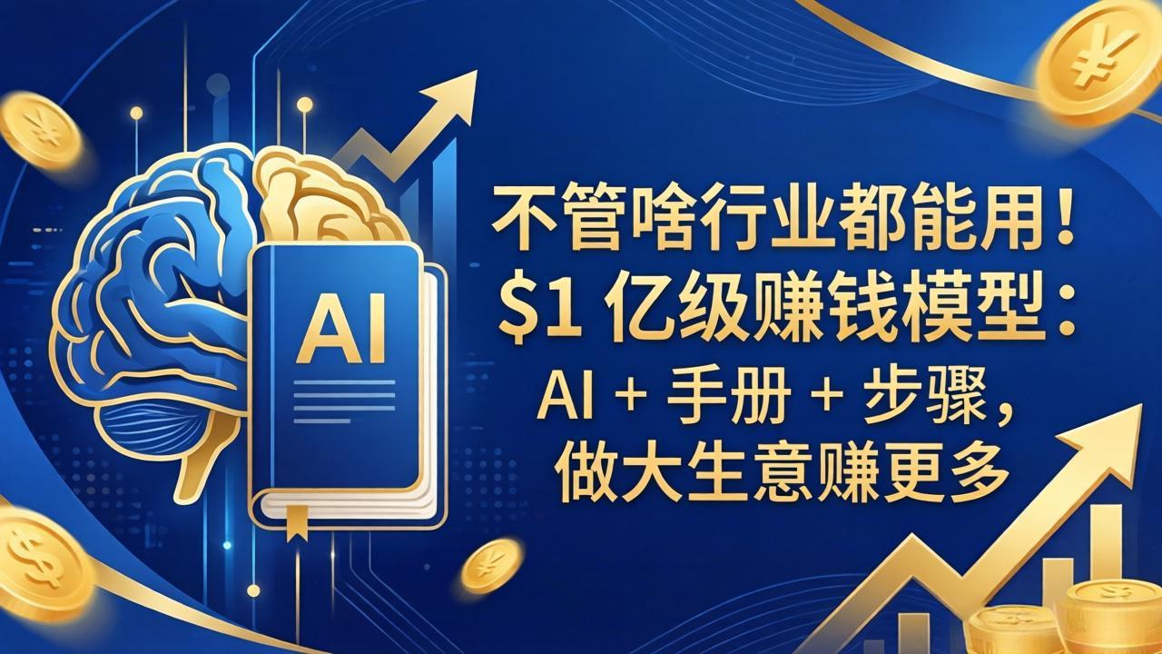 不管啥行业都能用！$1 亿级赚钱模型：AI + 手册 + 步骤，做大生意赚更多-九九网创