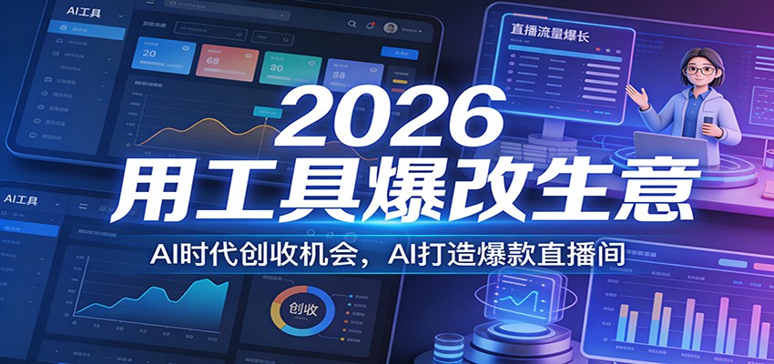 2026用工具爆改生意，AI时代创收机会，AI打造爆款直播间-九九网创