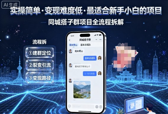 实操简单,变现难度低,最适合新手小白做的项目,每天轻松收入3张,同城搭子群项目全流程拆解-九九网创