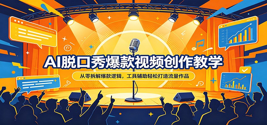 AI脱口秀爆款视频创作教学：从零拆解爆款逻辑，工具辅助轻松打造流量作品-九九网创