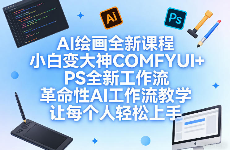 AI绘画全新课程，小白变大神COMFYUI+PS全新工作流，革命性AI工作流教学，让每个人轻松上手-九九网创