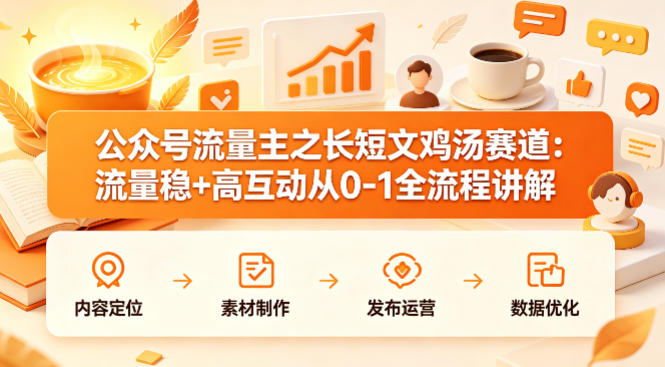 公众号流量主之长短文鸡汤赛道,流量稳+高互动,从0-1全流程讲解-九九网创