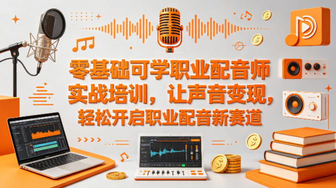 零基础可学职业配音师实战培训，让声音变现，轻松开启职业配音新赛道-九九网创