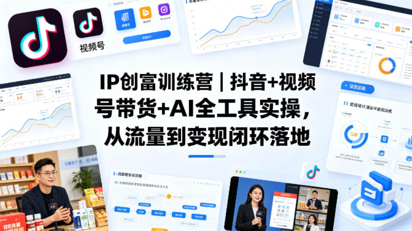 IP创富训练营｜抖音+视频号带货+AI全工具实操，从流量到变现闭环落地-九九网创