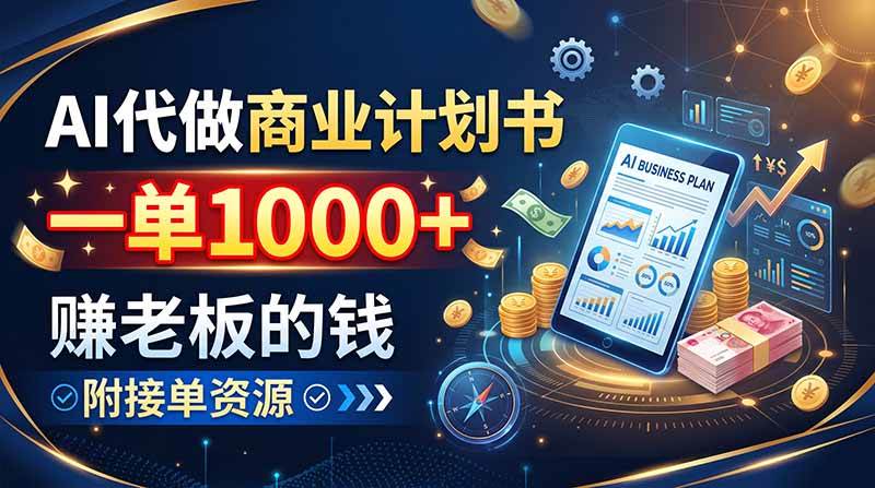 （20303期）AI代做商业计划书，一单1000+，赚老板的钱，附接单资源-九九网创