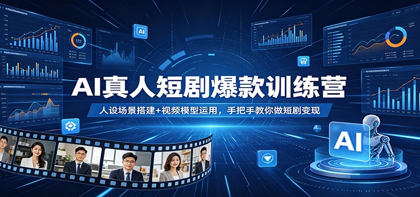 AI真人短剧爆款训练营：人设场景搭建+视频模型运用，手把手教你做短剧变现-九九网创