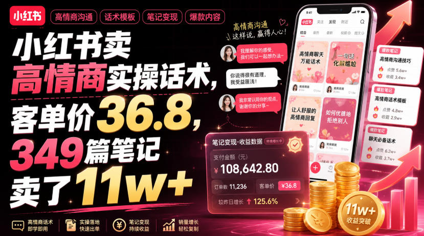 小红书卖高情商实操话术,客单价36.8,349篇笔记卖了11w+! 小红书卖高情商实操话术,客单价36.8,349篇笔记卖了11w+!