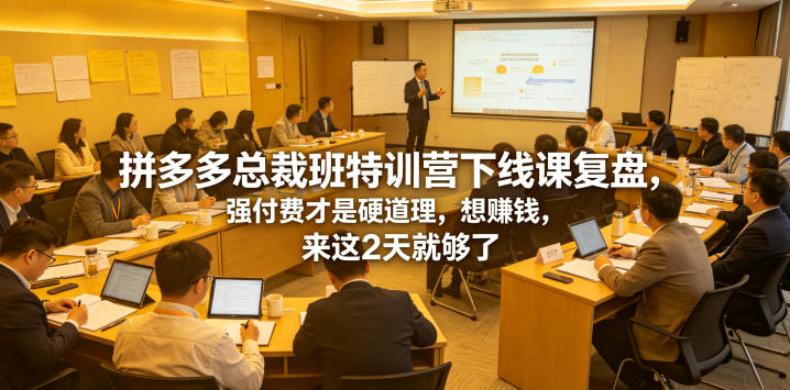 拼多多总裁班特训营下线课复盘，强付费才是硬道理，想賺钱，来这2天就够了-九九网创