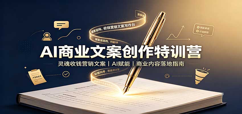 AI商业文案创作特训营：灵魂收钱营销文案，AI赋能，商业内容落地指南-九九网创