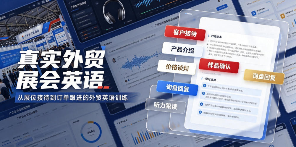 真实外贸展会英语，广交会外贸口语听力突击课程【音频】-九九网创